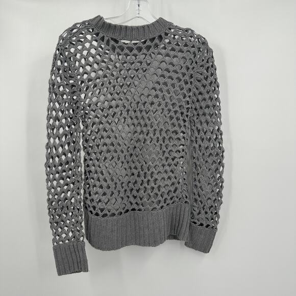 Michael Michael Kors Womens Sweater Size S Gray Crochet Open Knit Wool Blend - Picture 2 of 7